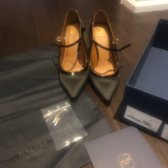 Malone Souliers Corina satin/patent black pumps - Picture 3 of 8